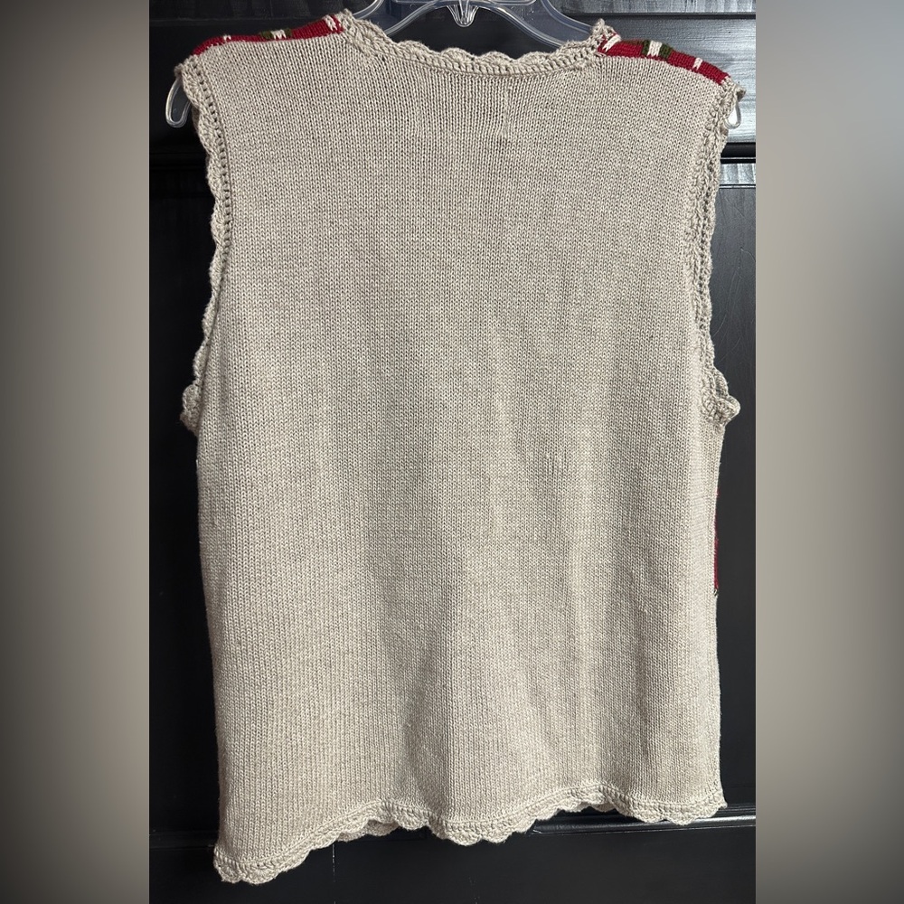 Vintage Eagle’s Eye Collectibles Tan Sweater Vest Fall Design VNeck Women’s Sz L - Picture 2 of 6